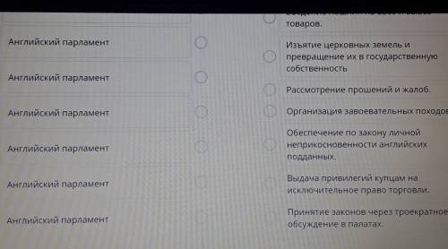 Задание No6 Соотнеси функции короля и парламента.Карл ПервыйНазначение епископов англиканскойцеркви.