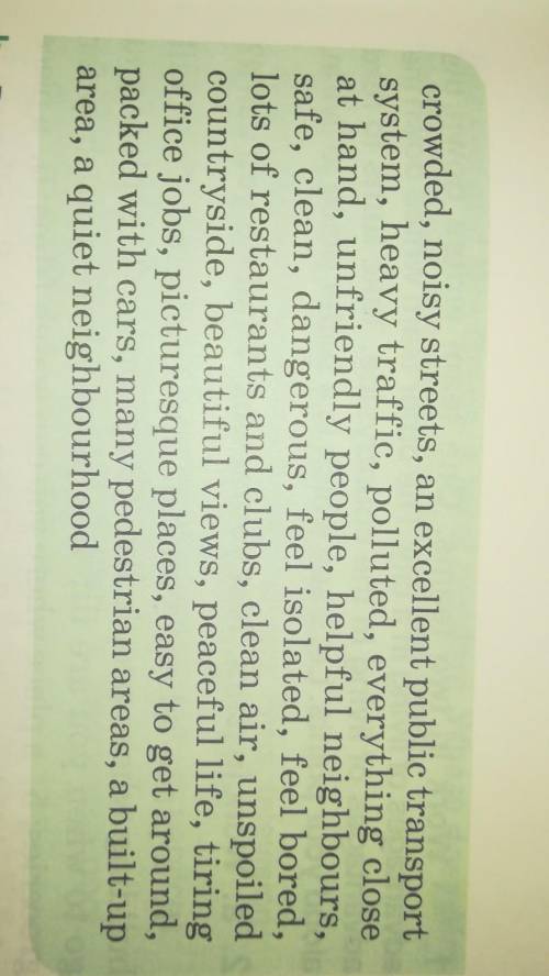 Put the words and phrases into two groups :positive or negative. crowded, noisy streets, an excellen