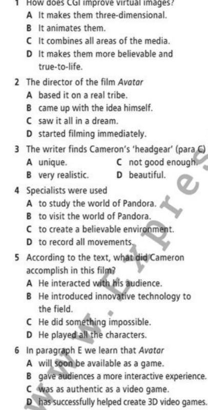 10.4.2 10.4.6 Read the article. For guestions 1-6, choose the Best answer A, B, C or D. Give reasons