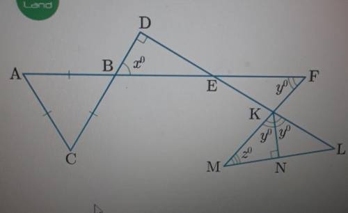 На рисунке ABC - равносторонний треугольник, ВDE – прямоугольный треугольник.х, у ,и z.​