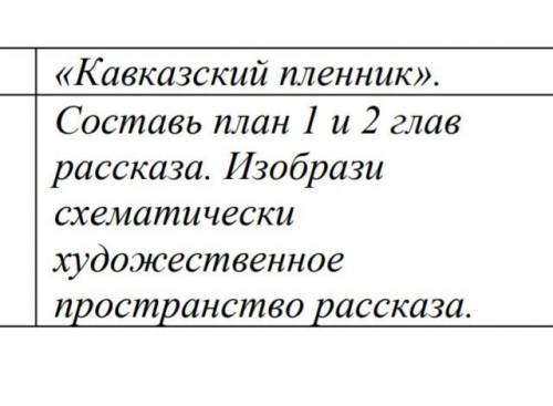 составь план 1 и 2 глав рассказа изобрази схематически художественное пространство рассказа Кавказск