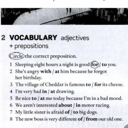 Circle the correct preposition