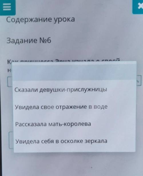 X дonlinemektep.orgхСодержание урокаЗадание No6Как принцесса Эрна узнала о своейнекрасивости?С Прове