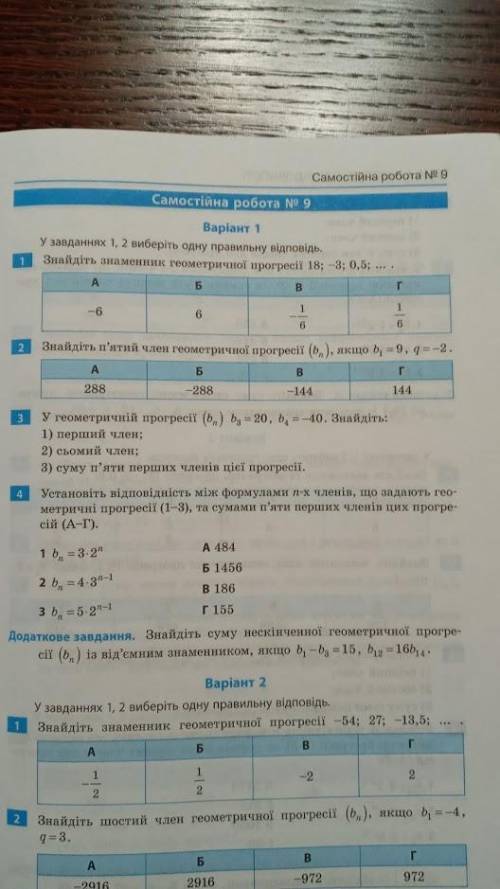 9 класс, Первый вариант. Нужно сделать только тестовые задания.