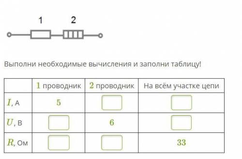 Рассмотри схему! Выполни необходимые вычисления и заполни таблицу! При необходимости округли ответ д