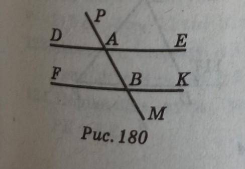 На рисунку 180 прямі DE і FK паралельні. Доведіть, щобісектриси кутів PAEi FBм паралельні​