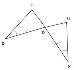 Доведіть рівність трикутників CDO і МNO, якщо DО=ON і кут CDO= куту MNO.