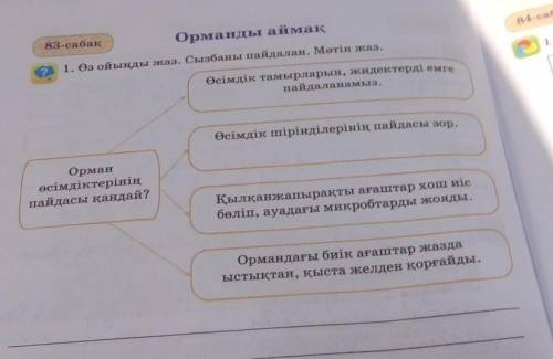 Өсімдік тамырларын, жидектерді емге 83-сабақОрманды аймақ21. Өз ойыңды жаз. Сызбаны пайдалан. Мәтін