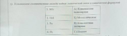 Установите соответствие между видом химической связи и химической формулой​