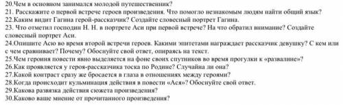 И.С.Тургенев «Ася ответить на вопросы