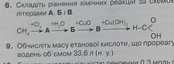 Складіть рівняння хімічних реакцій за схемою назвіть речовини позначені а,б,в​