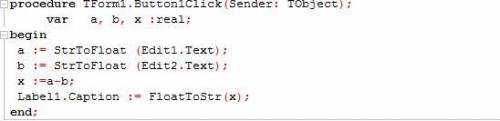 1. Запустіть середовище Lazarus. 2. Створіть проект для віднімання двох дійсних чисел. 3. Задайте фо