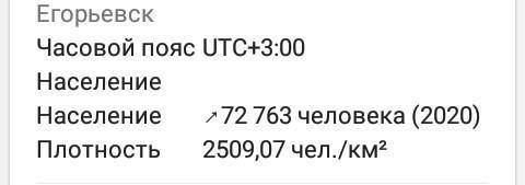 Какая плотность населения в городе Егорьевск?​