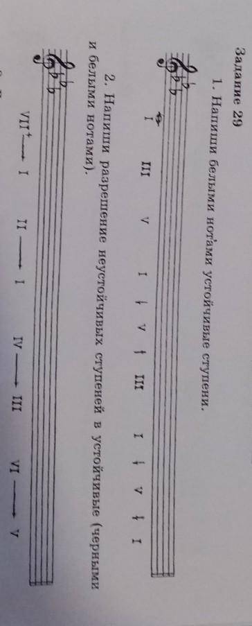 Задание 29 1. Напиши белыми нотами устойчивые ступени. До минорІIIIVI IV III IV I2.Напиши разрешение