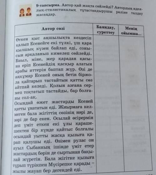 9-тапсырма. Автор қай жақта сөйлейді? Автордың идея- лық-стилистикалық тұтастандырушы рөліне талдауж