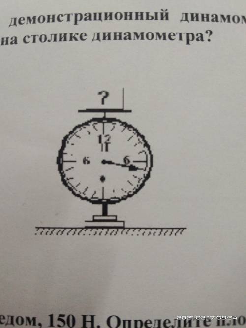 На рисунке изображен демонстрационный динамометр с грузом. Какова масса груза, стоящего на столике д