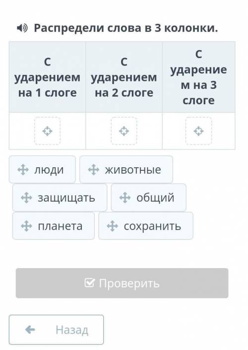 4) Распредели слова в 3 колонки. сссударением ударениемна 1 слоге на 2 слогеударениемна 3слоге,слюди