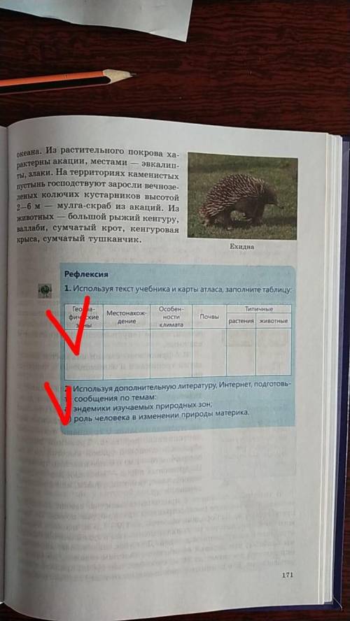 В таблице должны быть такие зоны, как тропические пустыни Евразии, центральная часть Северной Америк