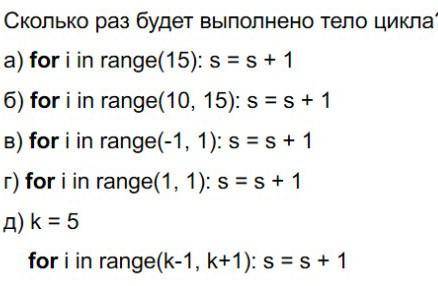 Сколько раз будет выполнено тело цикла?​