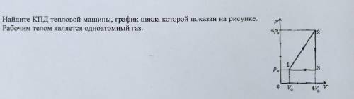 Найдите кпд тепловой машины график цикла которой показан на рисунке. Рабочим телом является одноатом