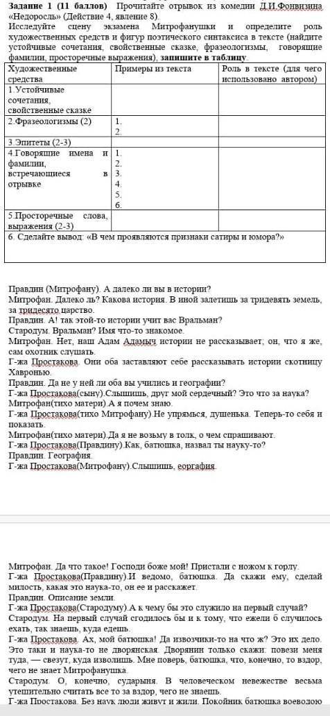 Исследуйте сцену экзамена Митрофанушки и определите роль художественных средств и фигур поэтического