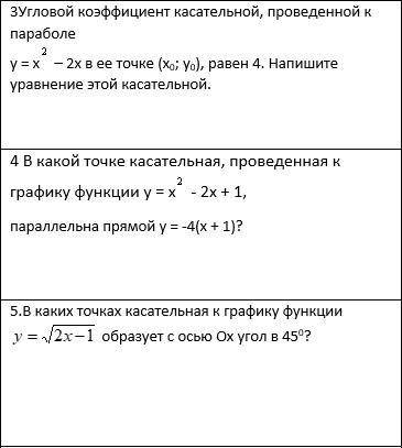 1.Написать уравнение касательной к графику функции в точке с абсциссой х0