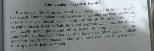 1. Siz qaysi tilni bilasiz? Til oʻrganishni nimadan boshlagansiz? Boshqa tilni oʻrganishda ona tilin