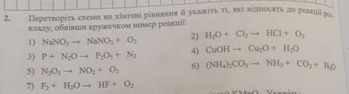 2.Перетворіть схеми на хімічні рівняння й укажіть ті,які відносять до реакції розкладу,обвівши круже