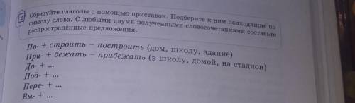 Образуйте глаголы с приставок. Подберите к ним подходящие по смыслу слова, слобыми двумя полученными