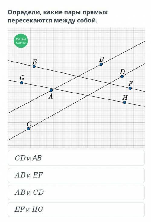 Определи какие пары прямых пересекаются между собой​