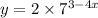 y = 2 \times {7}^{3 - 4x}