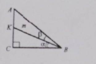 Геометрия 8 класс. В прямоугольном треугольнике ABC (рис. 75) C = 90, ВК = m CBK = a, ABK = в. Найд