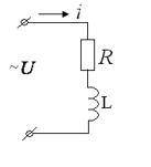 Для цепи (рисунок 1) R=100 Ом, L=50 мГн, U=10 В, f=50Гц. Рассчитать ток, построить векторную диаграм