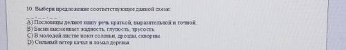 10. Выбери предложение соответствующее данной схеме: A) Пословицы делают нашу речь краткой выразител