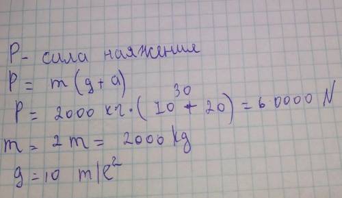 Кран поднимает груз массой 2 т. Определить силу натяжения троса в начале движения, когда подъем осущ