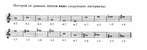 Сальфеджио. Построй от данных звуков вниз следующие интервалы:​