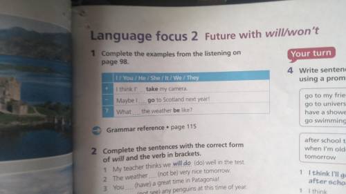 Complete the examples from the listening on page 98.