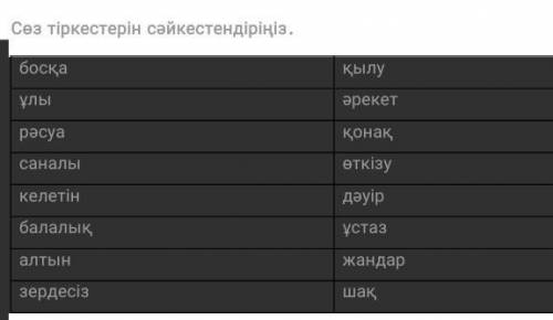 Сөз тіркестерін сәйкестендіріңіз.​