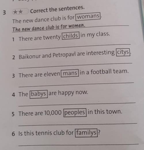 5 There are 10,000 peoples in this town.6 Is this tennis club for familys?​