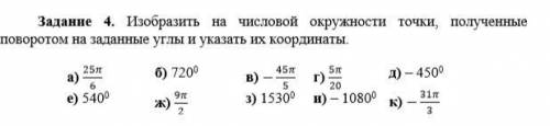 Изобразить на числовой окружности точек