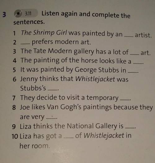 Art 33.71Listen again and complete thesentences.1 The Shrimp Girl was painted by an artist2 prefers