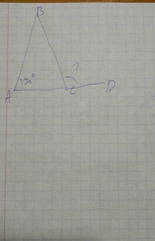 На малюнку ∆АВС АС=ВС знайдіть <ВСD якщо <А=70°​