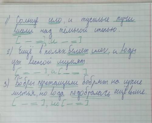 Солнце село, и тусклые тучи висели над тёмной степью. • Еще в полях белеет снег, а воды уж весной шу