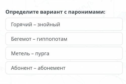 Горячий – знойныйБегемот – гиппопотамМетель – пургаАбонент – абонемент​