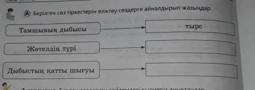 A Берілген сөз тіркестерін еліктеу сөздерге айналдырып жазыңдар. Тамшының дыбысытырсЖөтелдің түріДыб