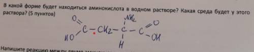 В какой форме будет находиться аминокислота в водном растворе? Какая среда будет у этого раствора?