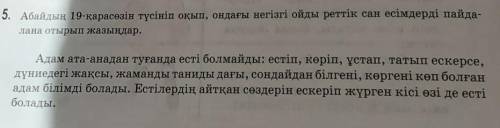 Абайдың 19-қарасөзін түсініп оқып, ондағы негізгі ойды реттік сан есімдерді пайдалана отырып жазыңда