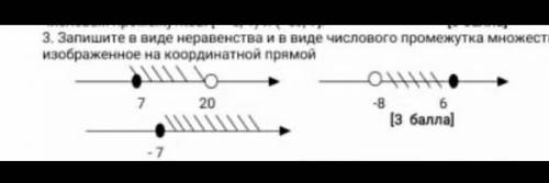 3.запишите в виде неравенства и в виде числового промежутка множеств изображенное на координатной пр