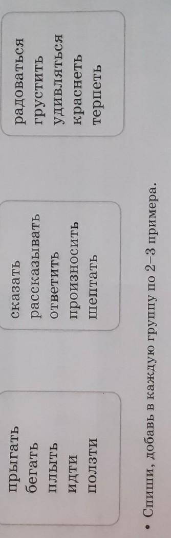 Спиши, добавь в каждую группу по 2-3 примера
