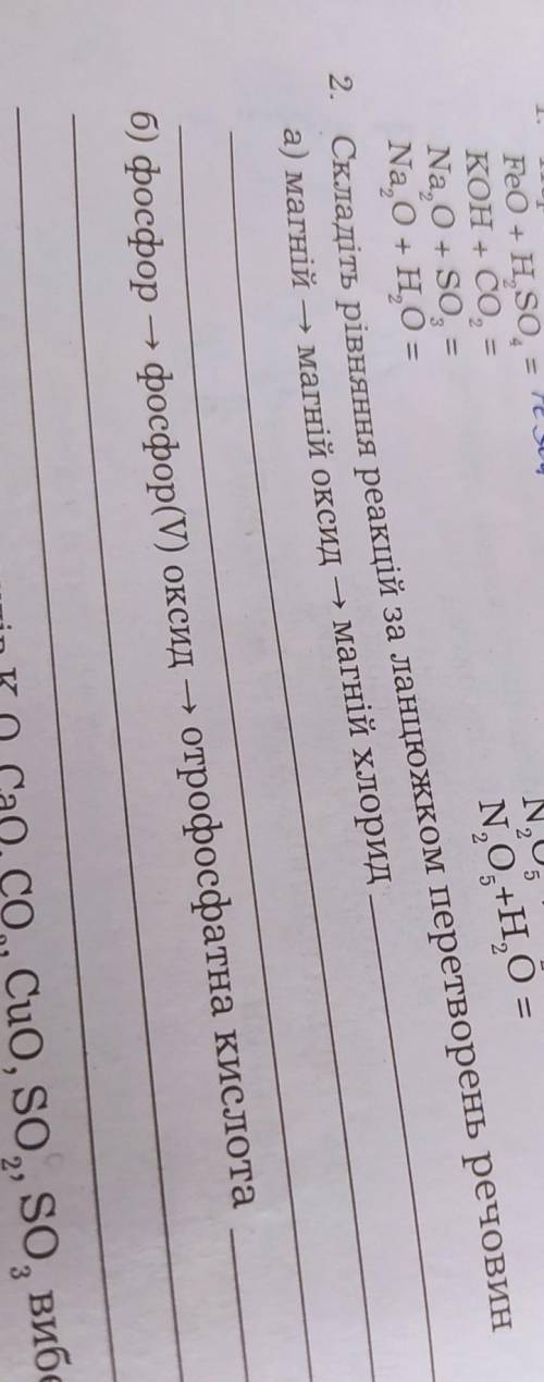 Виконайте вправи. 1. Перетворіть напівсхеми хімічних реакцій на відповідні рівняFeO + H,SO, = Fe SO4